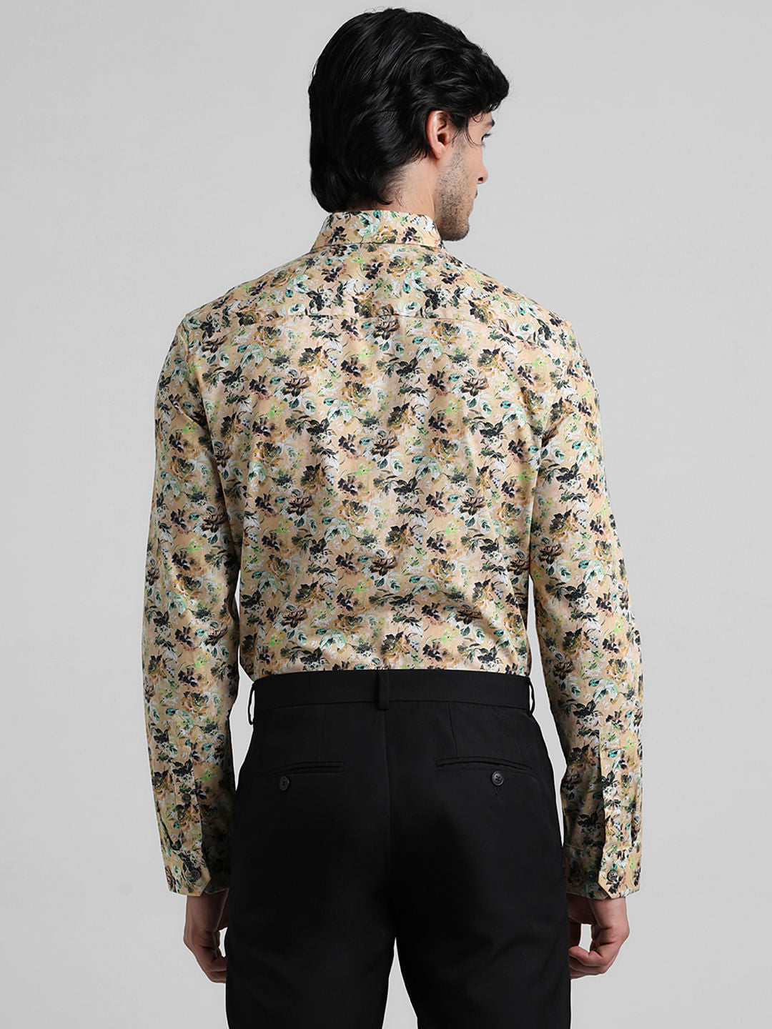 Yellow Floral Full Sleeves Shirt