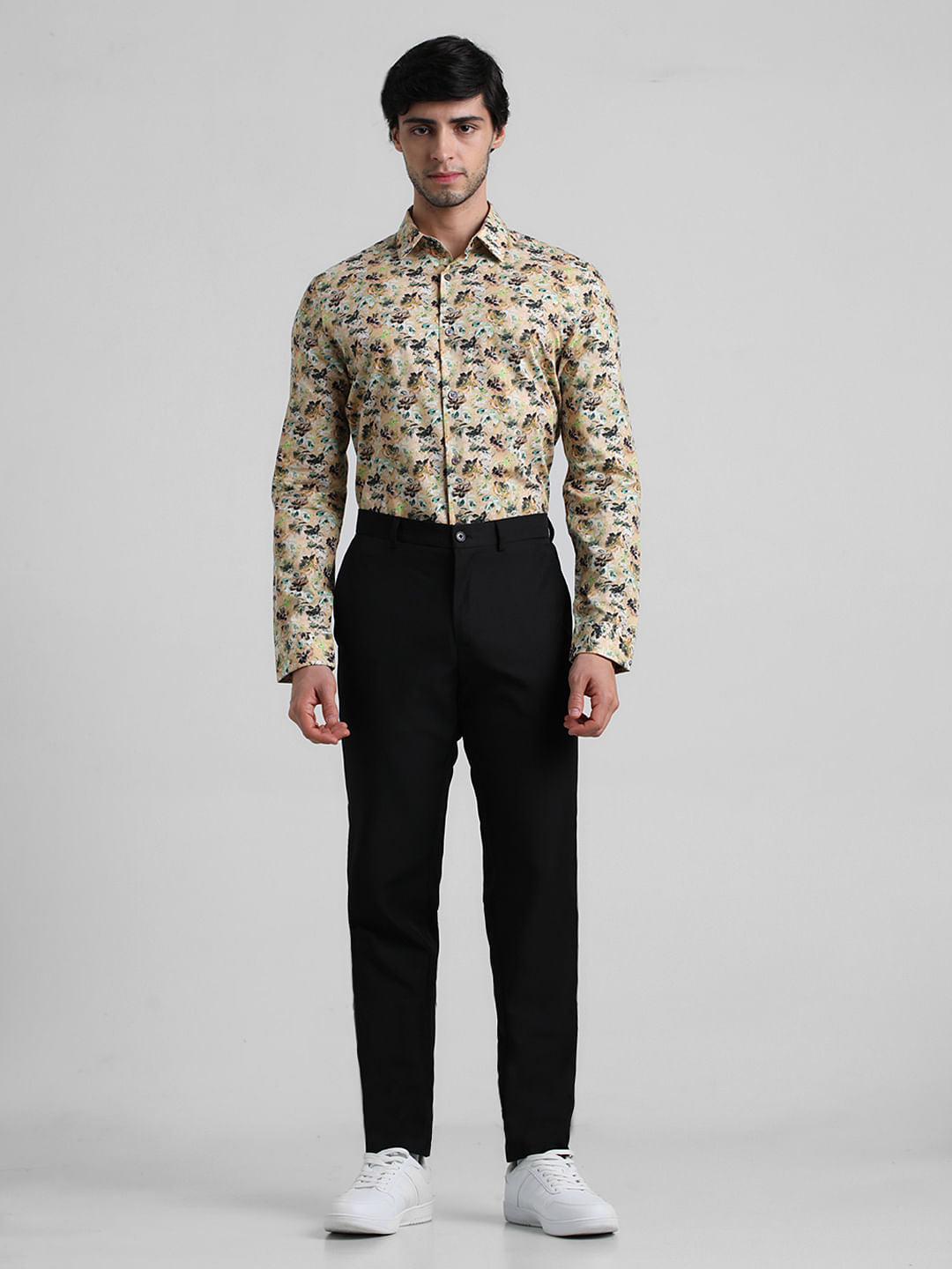 Yellow Floral Full Sleeves Shirt