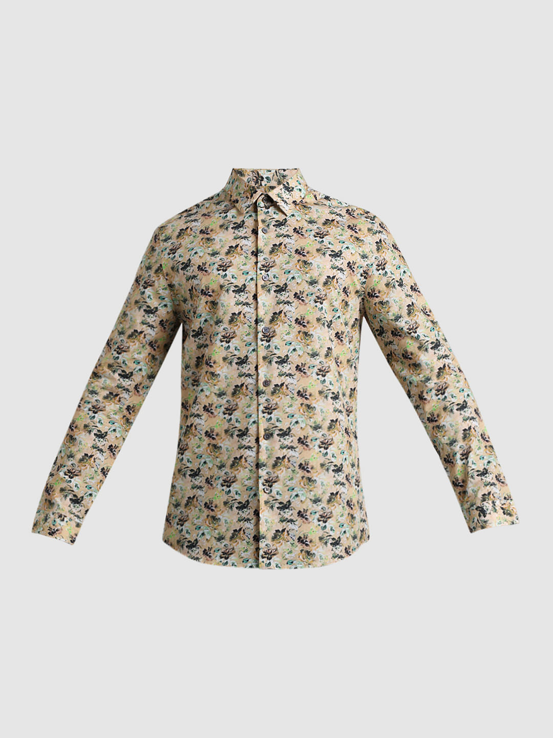 Yellow Floral Full Sleeves Shirt