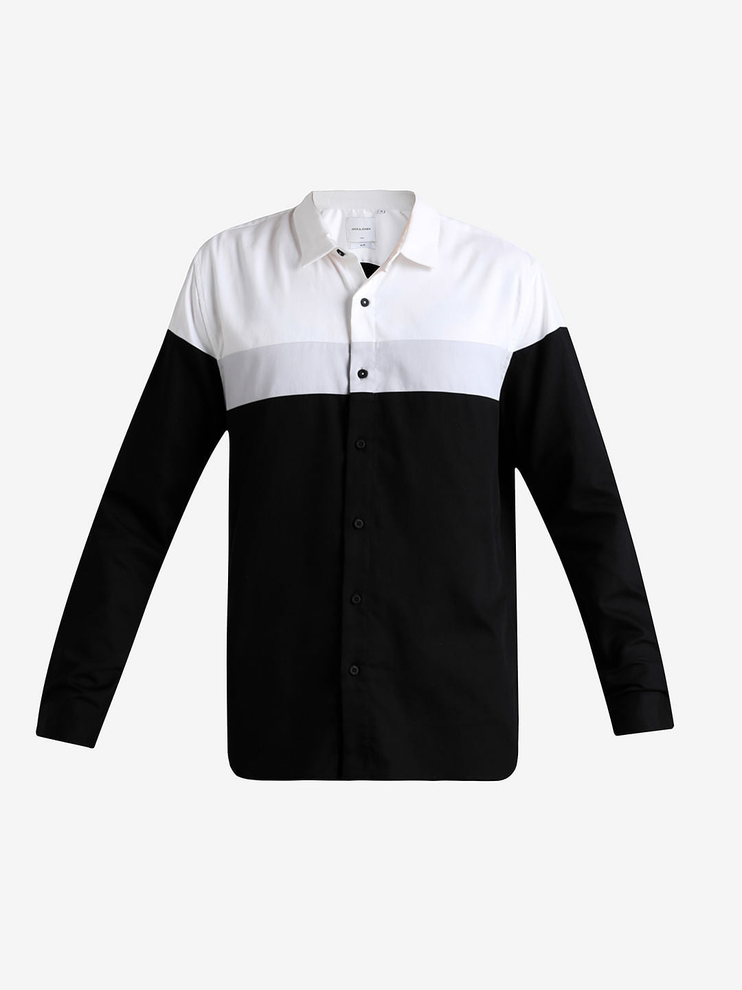 Black Colourblocked Full Sleeves Shirt