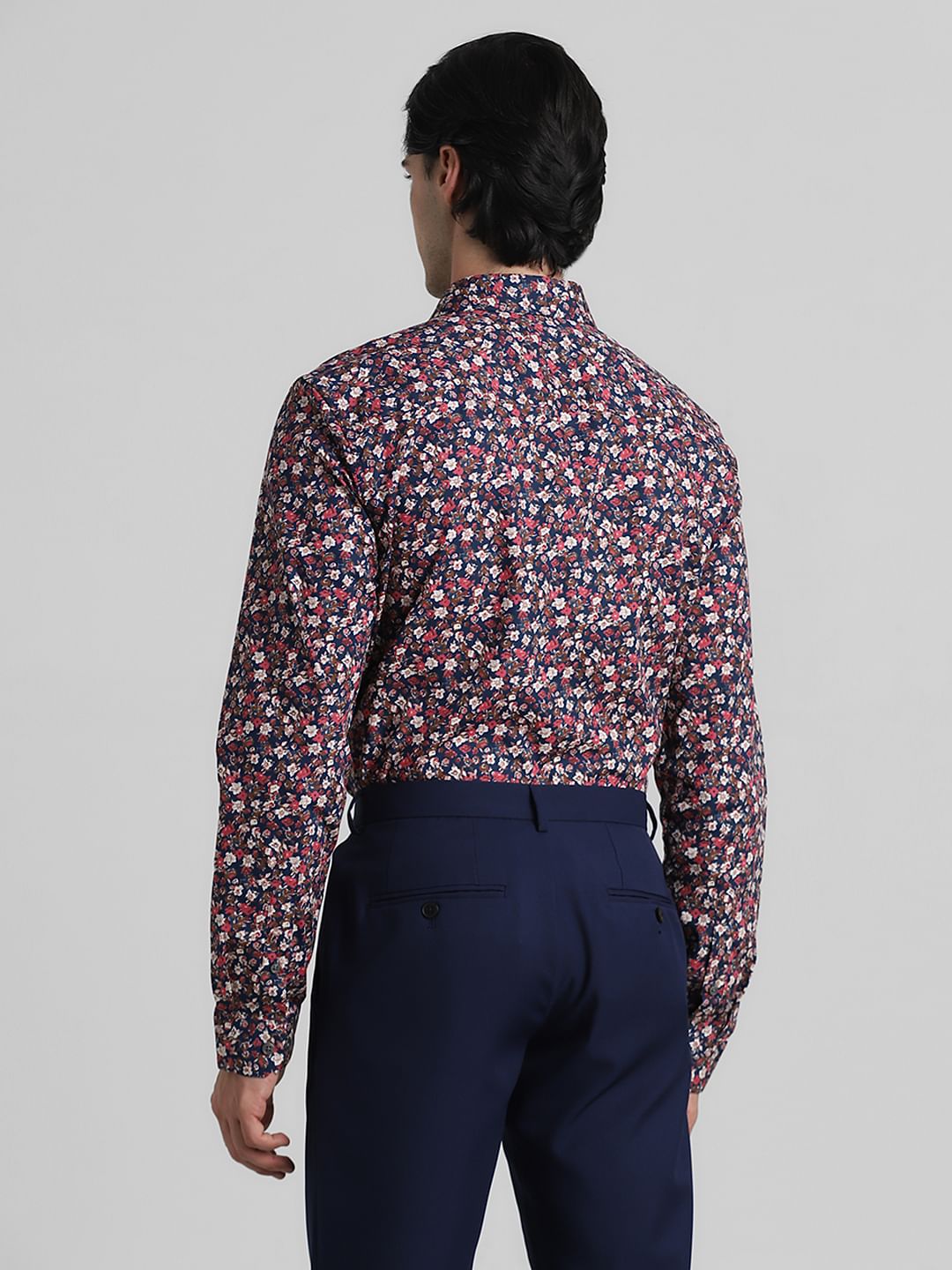 Blue Floral Print Full Sleeves Shirt