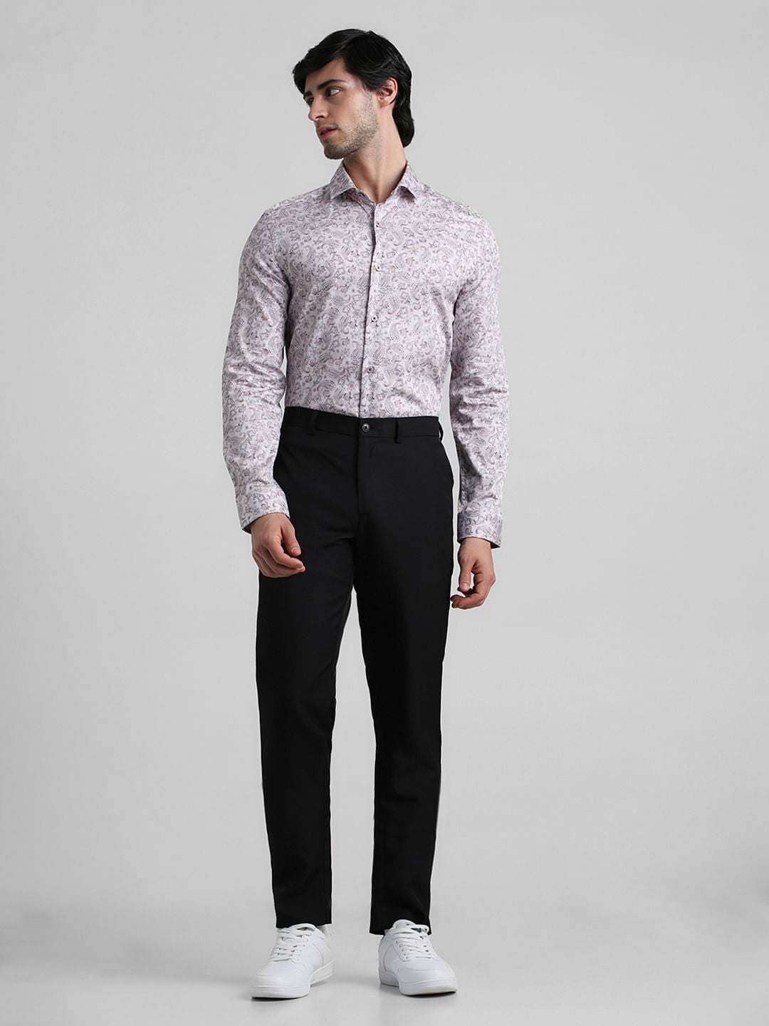 White Paisley Print Formal Shirt