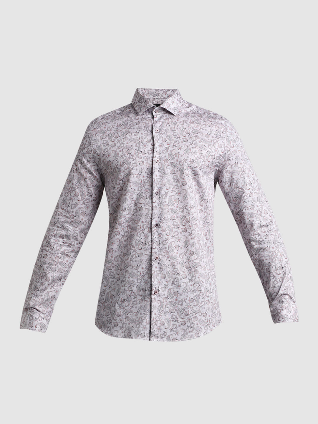 White Paisley Print Formal Shirt