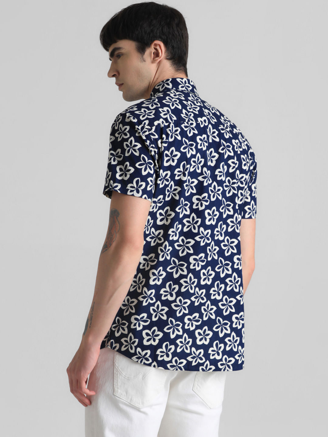 Dark Blue Floral Print Shirt