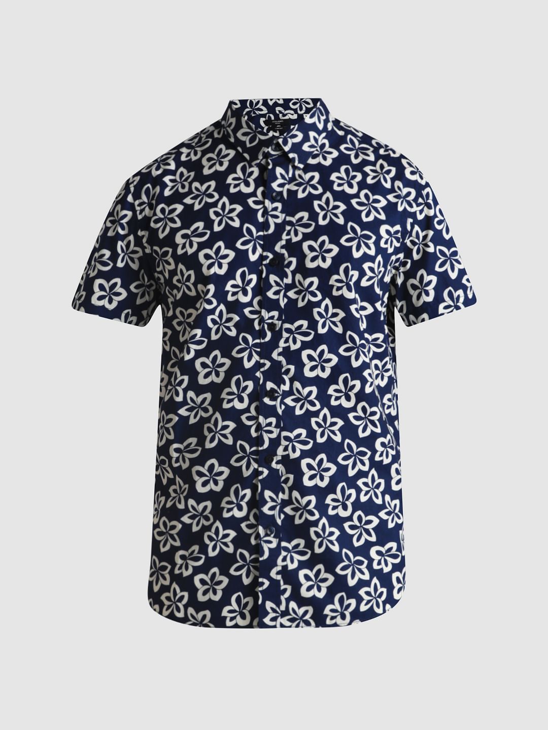 Dark Blue Floral Print Shirt