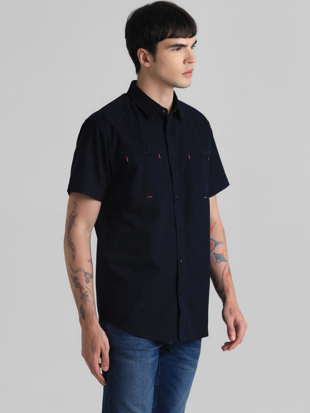 Dark Blue Short Sleeves Shirt