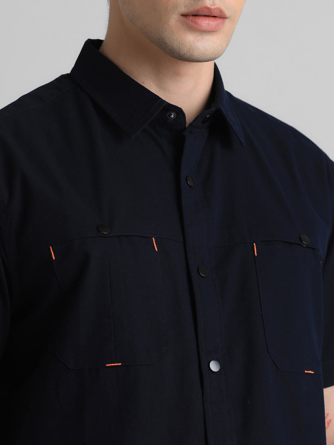 Dark Blue Short Sleeves Shirt