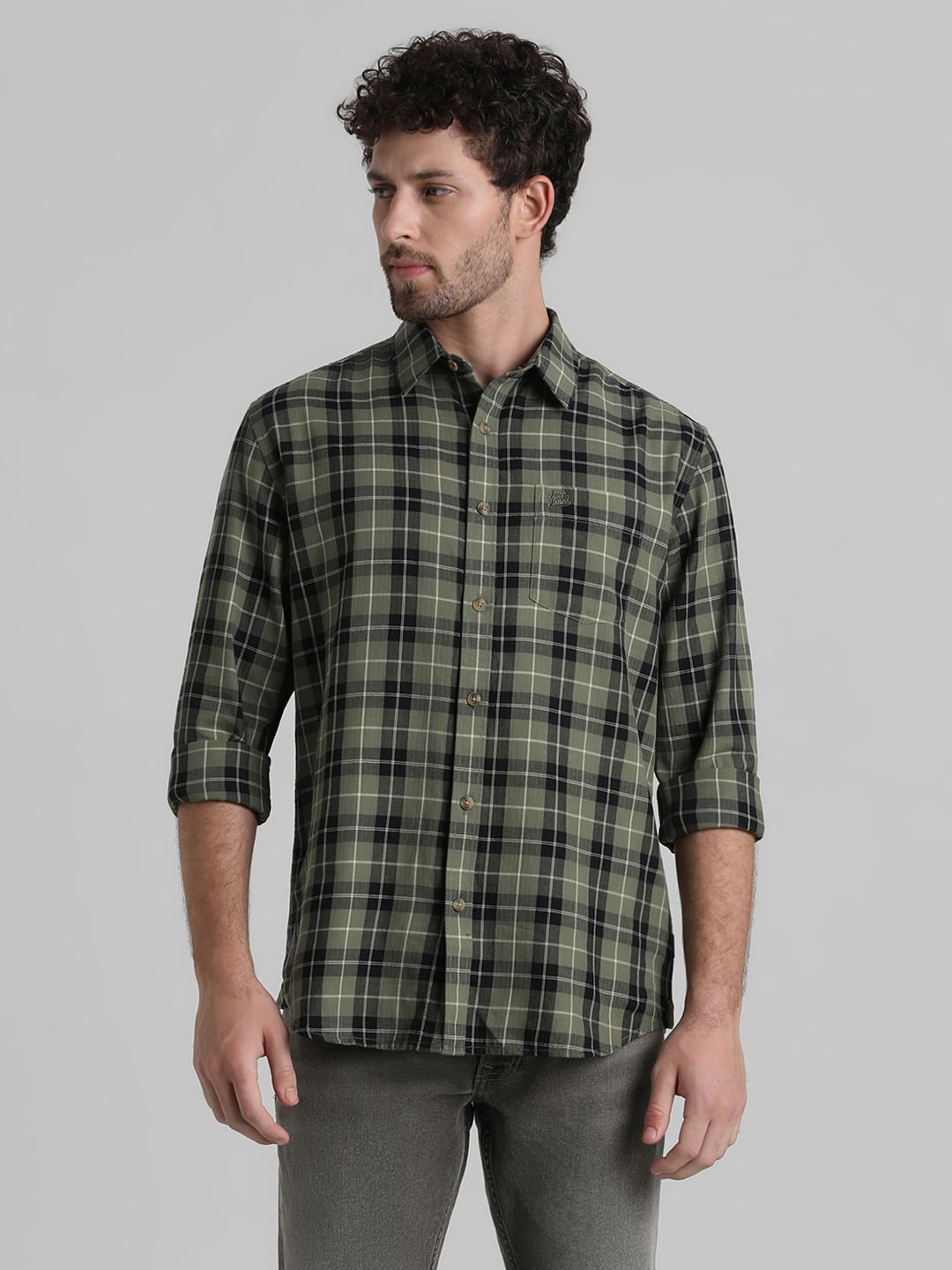 Green Check Full Sleeves Shirt