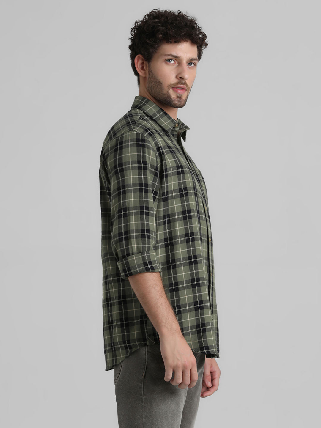 Green Check Full Sleeves Shirt