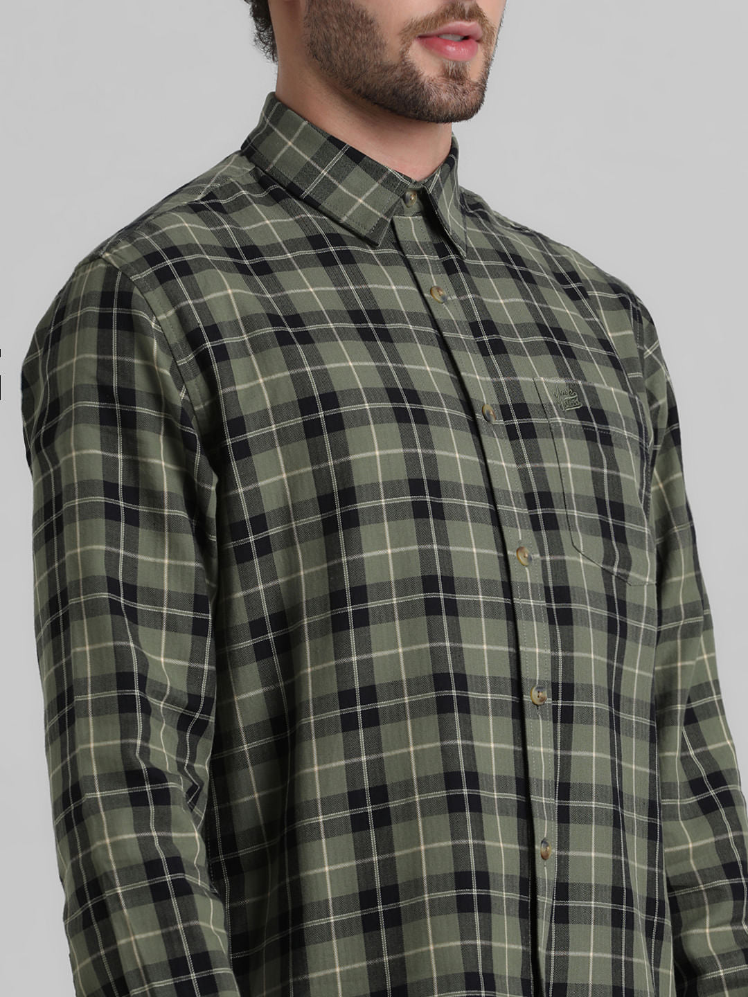 Green Check Full Sleeves Shirt