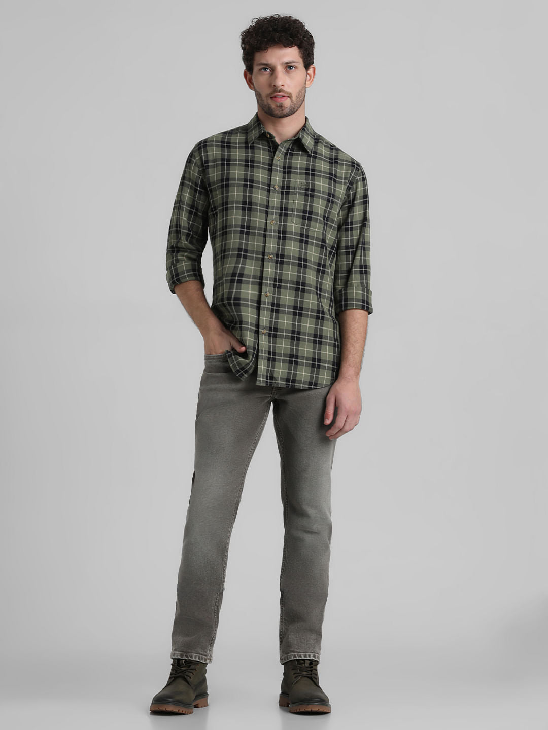 Green Check Full Sleeves Shirt