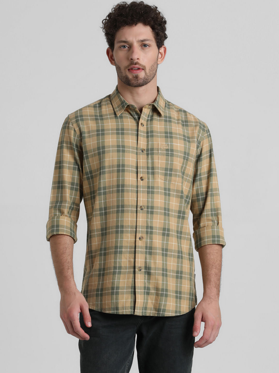 Yellow Check Full Sleeves Shirt