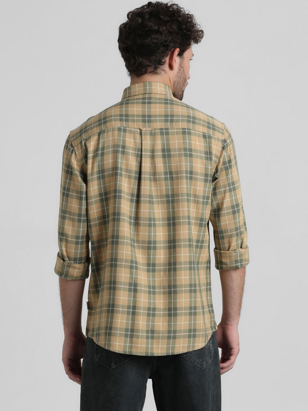 Yellow Check Full Sleeves Shirt