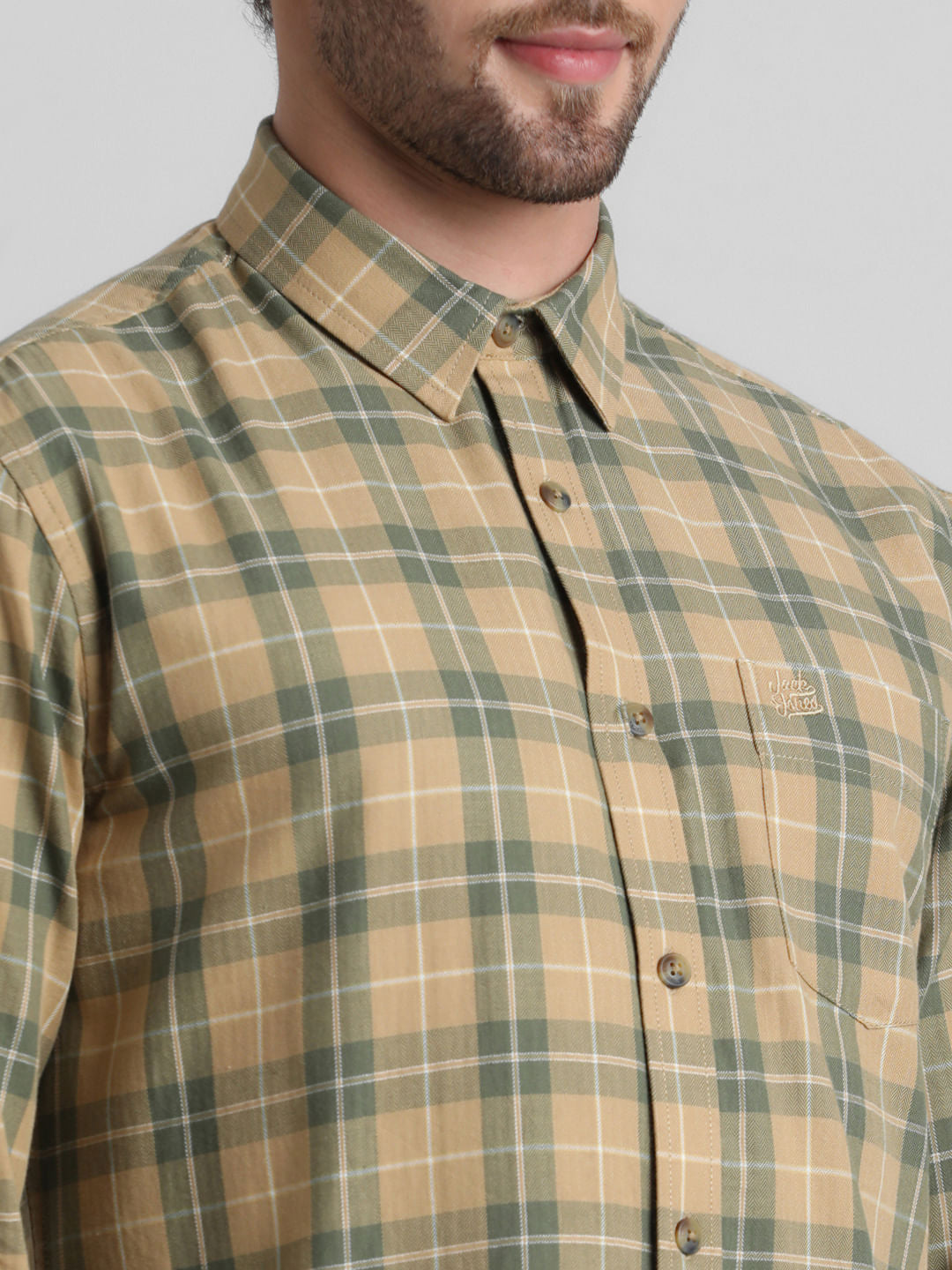 Yellow Check Full Sleeves Shirt