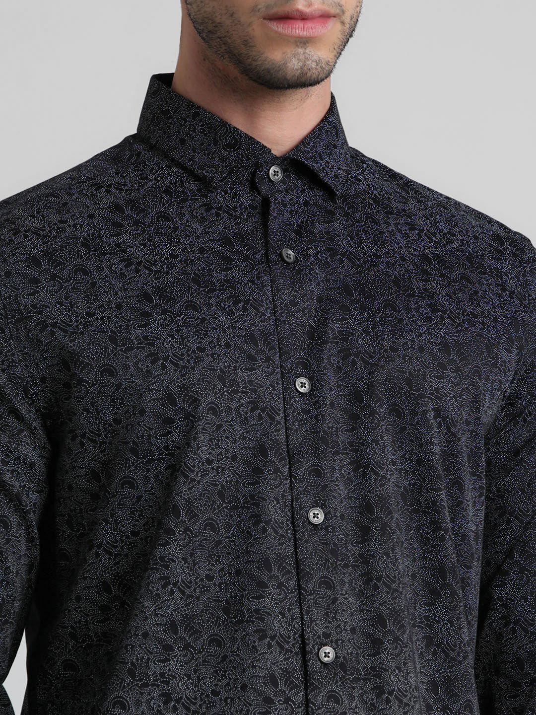 Black Abstract Print Formal Shirt