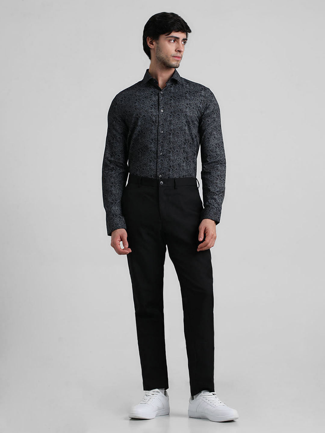 Black Abstract Print Formal Shirt