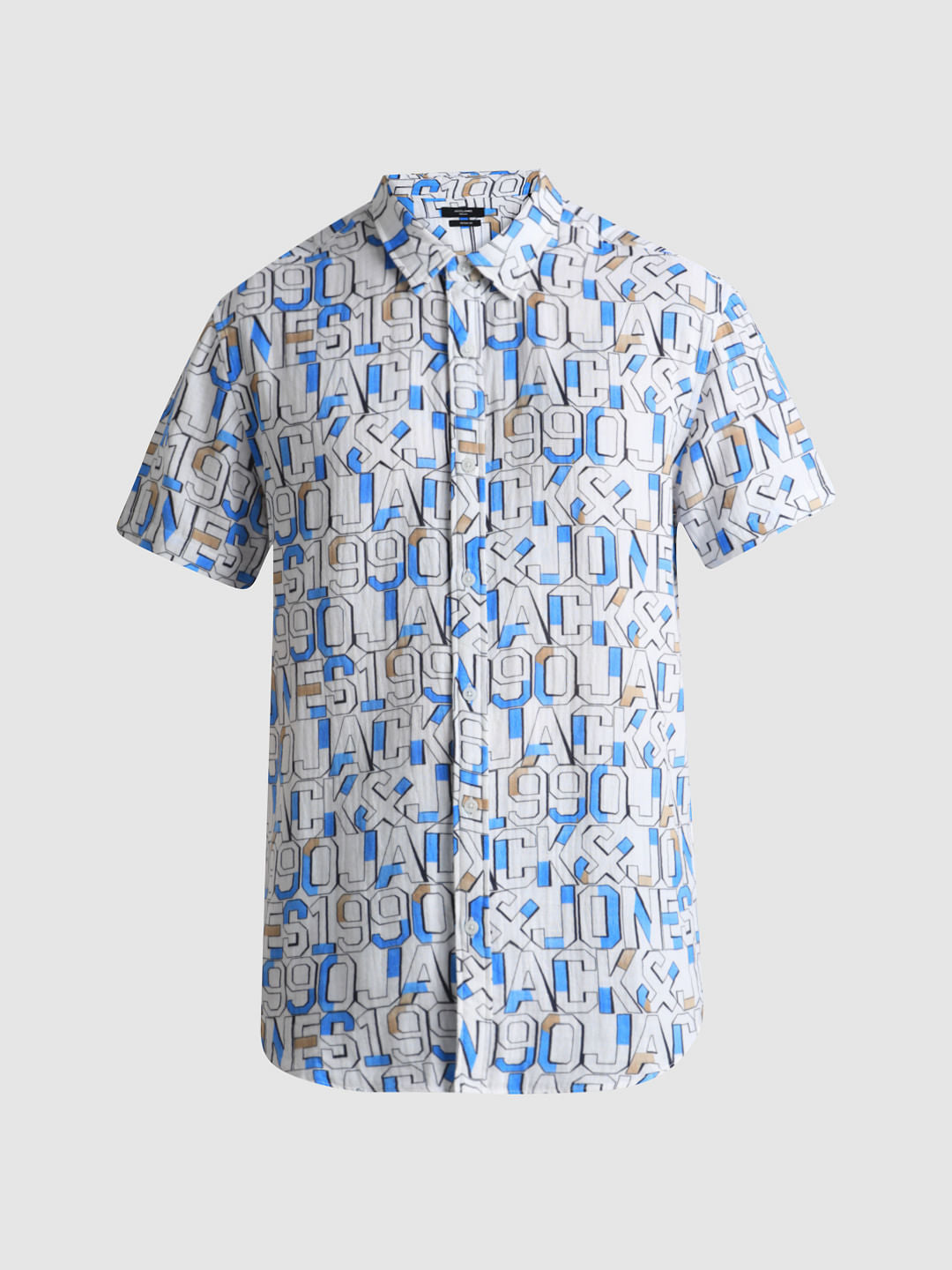 White Logo Print Short Sleeves Shirt