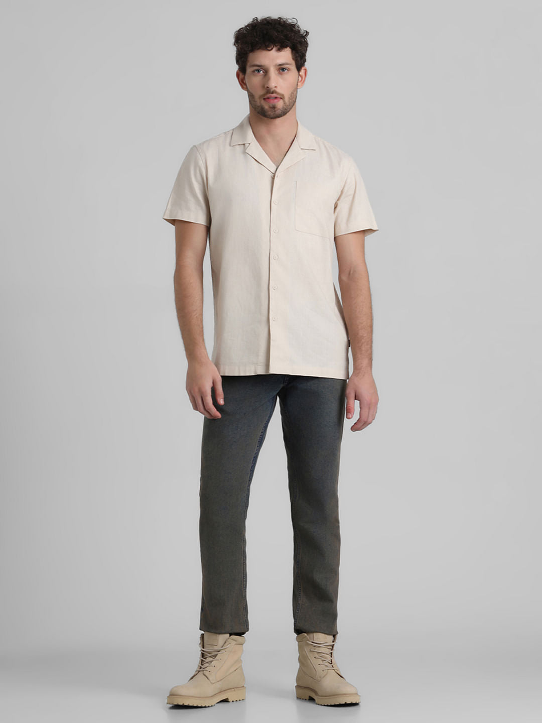 Beige Short Sleeves Shirt
