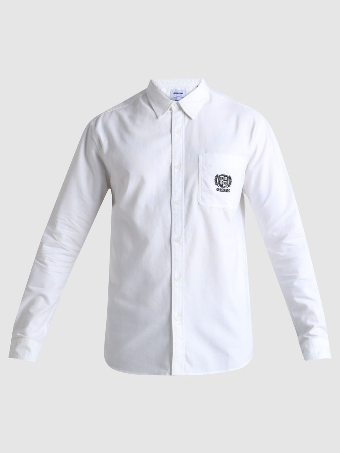 White Embroidered Patch Shirt