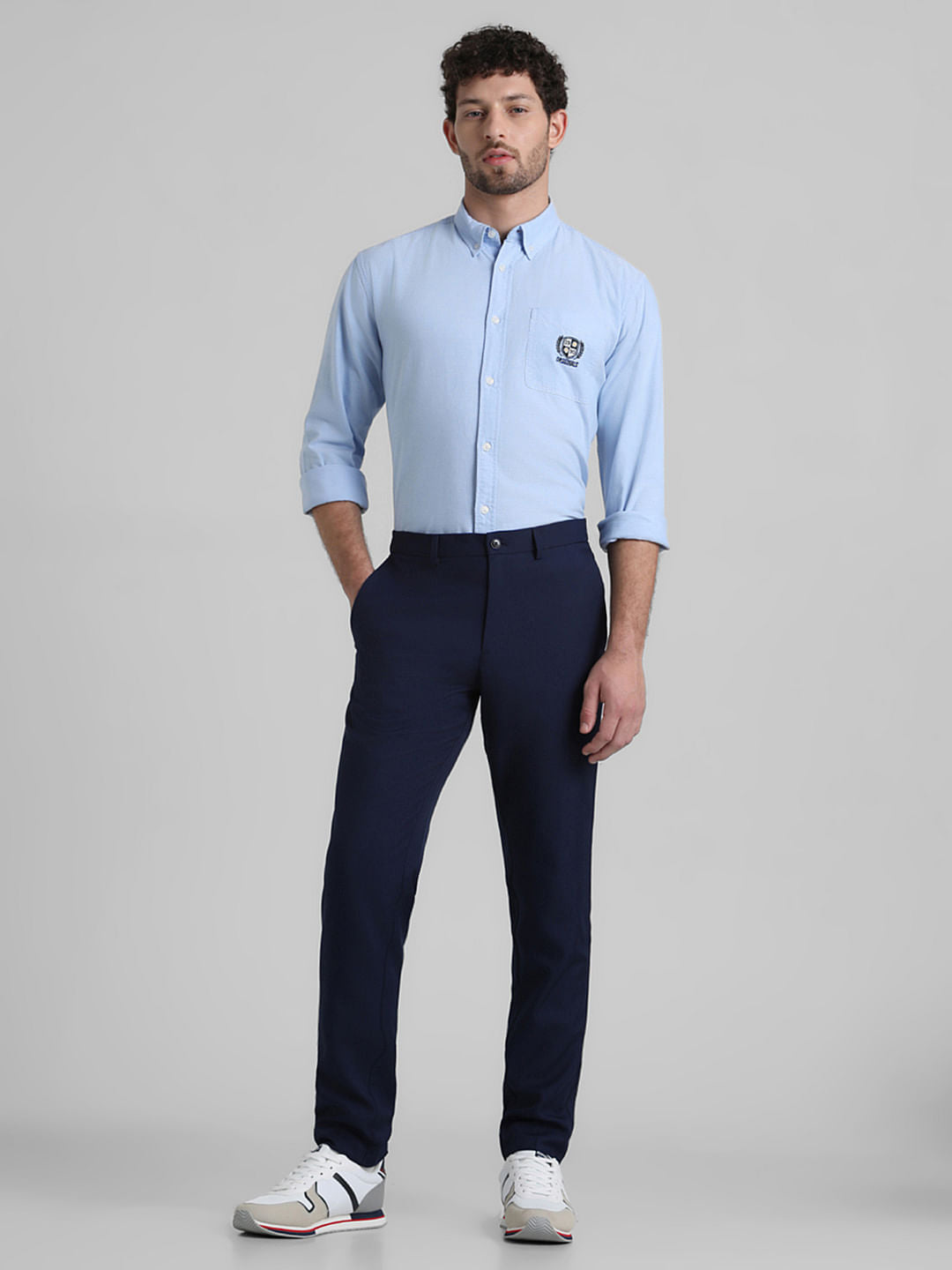 Blue Embroidered Patch Shirt