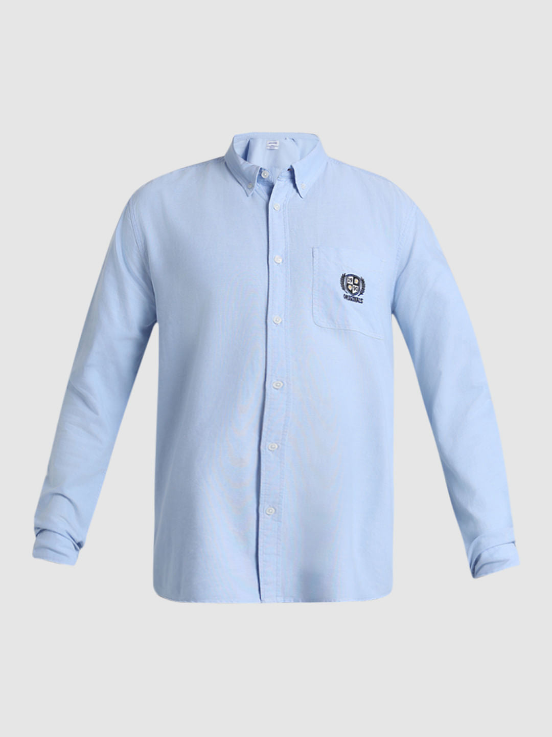 Blue Embroidered Patch Shirt