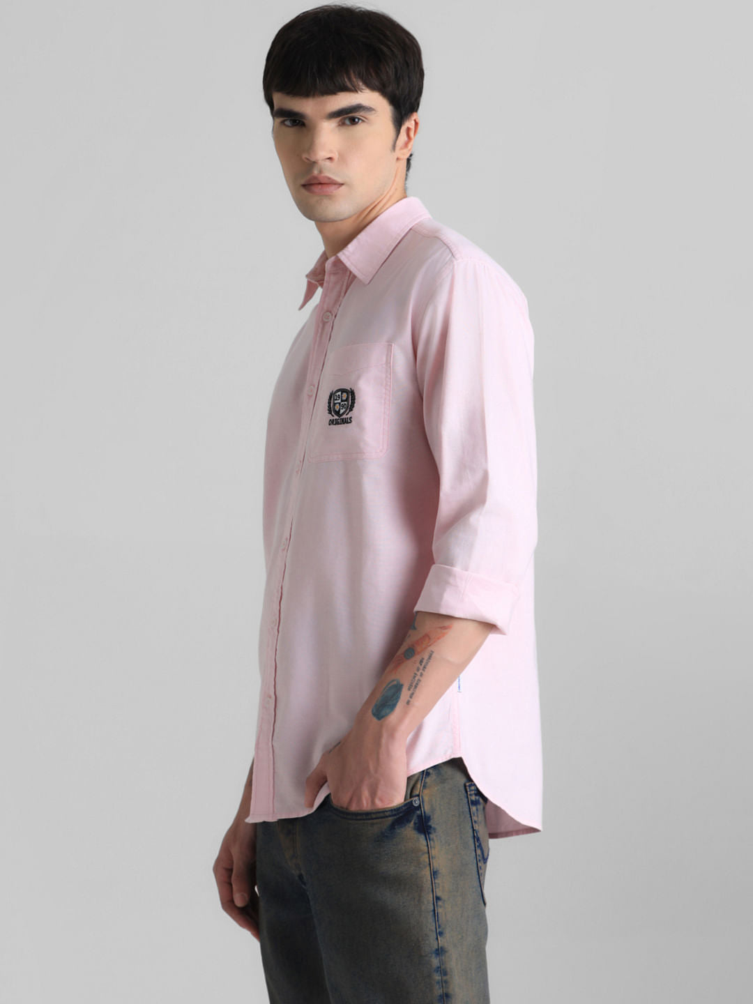 Pink Embroidered Patch Shirt