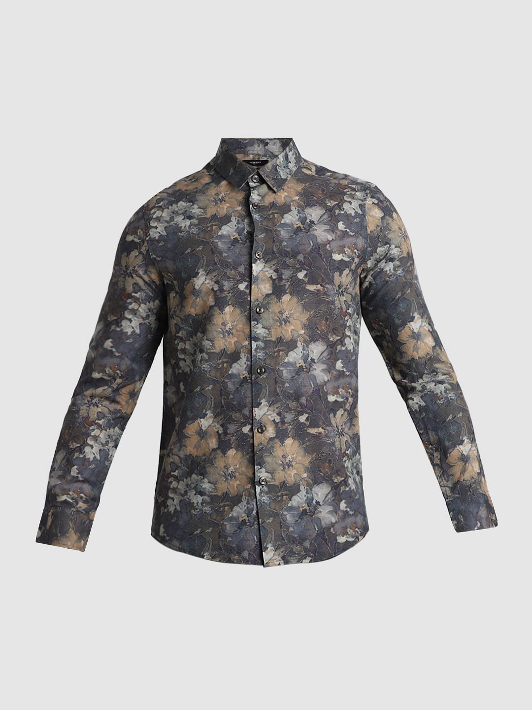 Brown Floral Full Sleeves Shirt