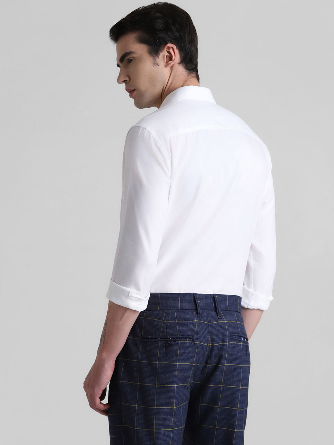 White Full Sleeves Solid Shirt