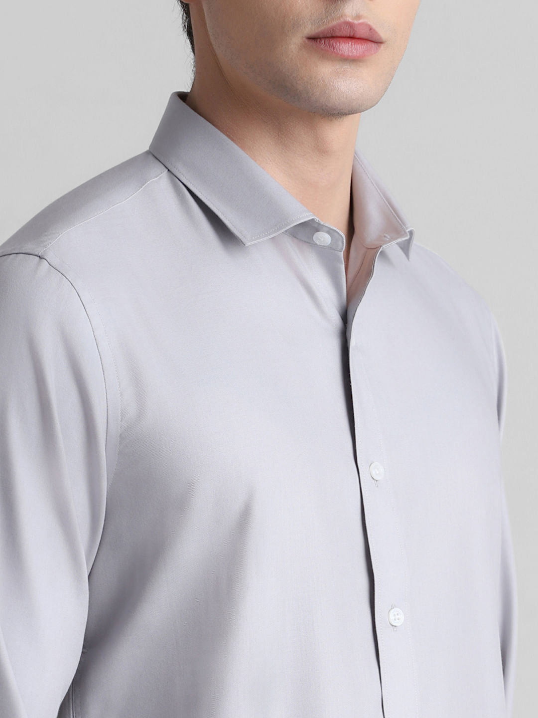 Grey Full Sleeves Solid Shirt