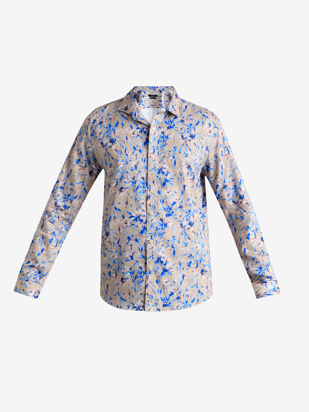 Brown Floral Print Full Sleeves Shirt