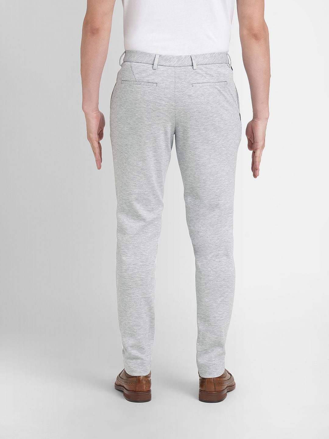 Grey Mid Rise Slim Fit Trousers
