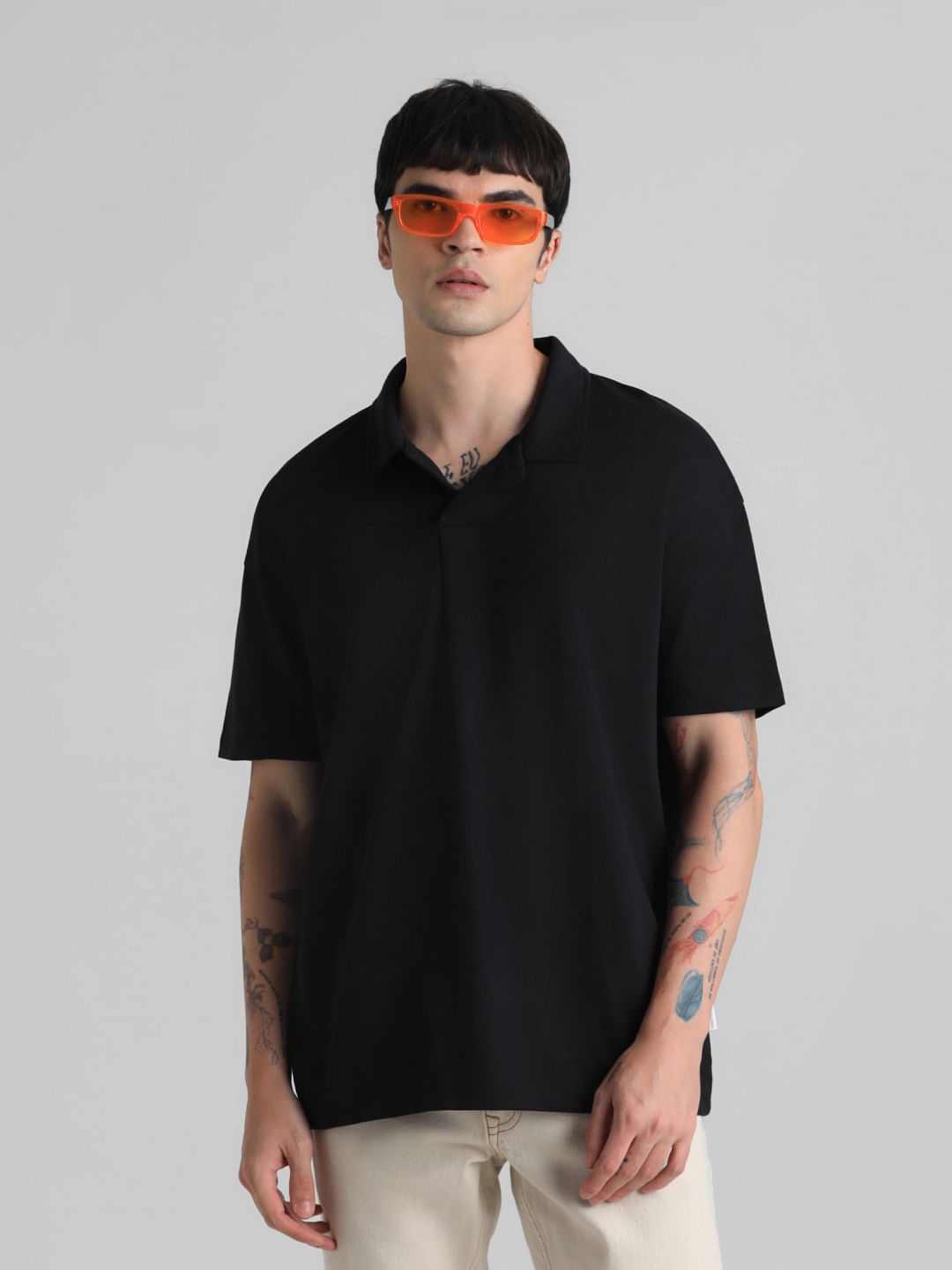 Black Oversized Polo T-shirt