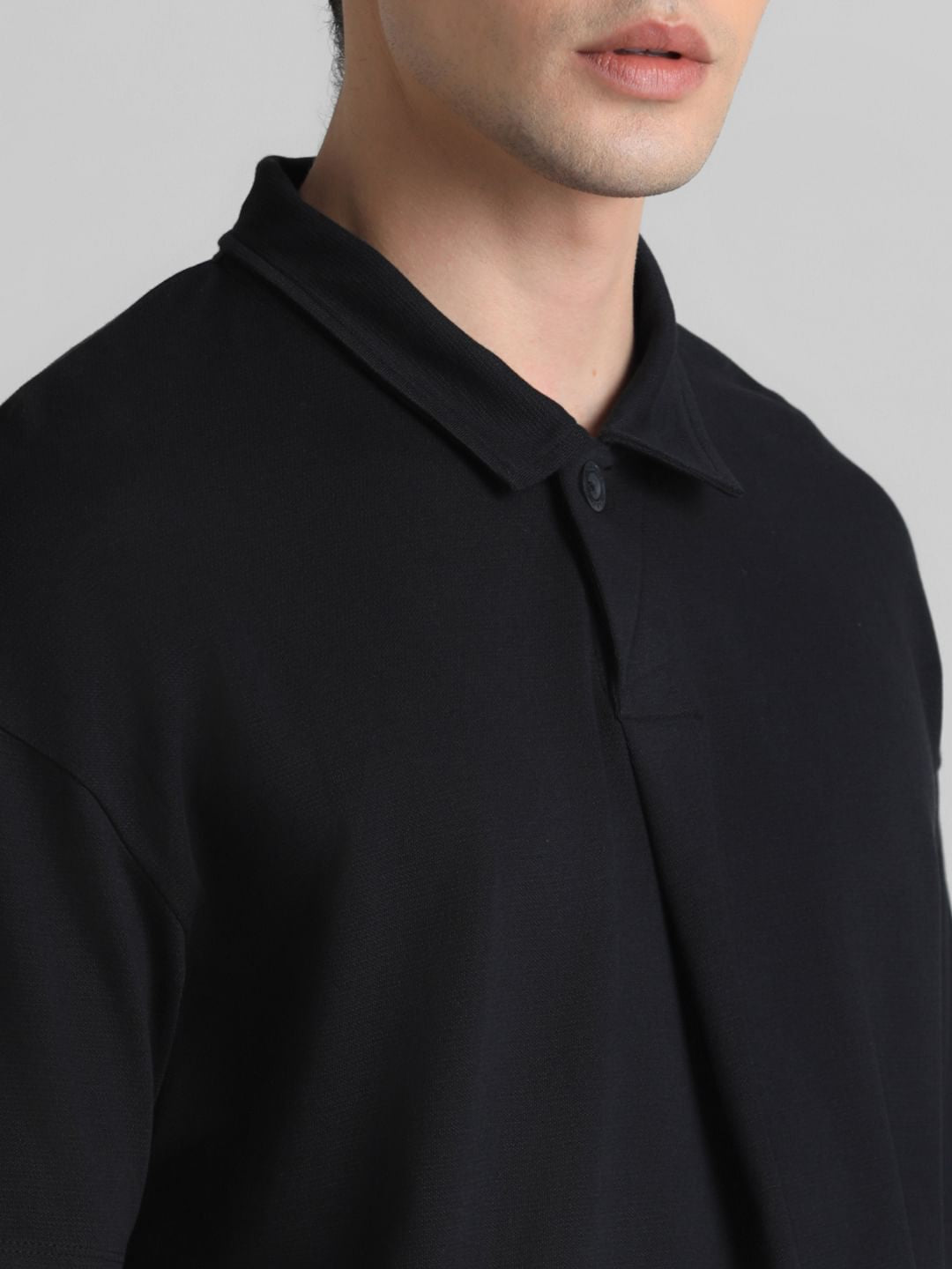 Black Oversized Polo T-shirt