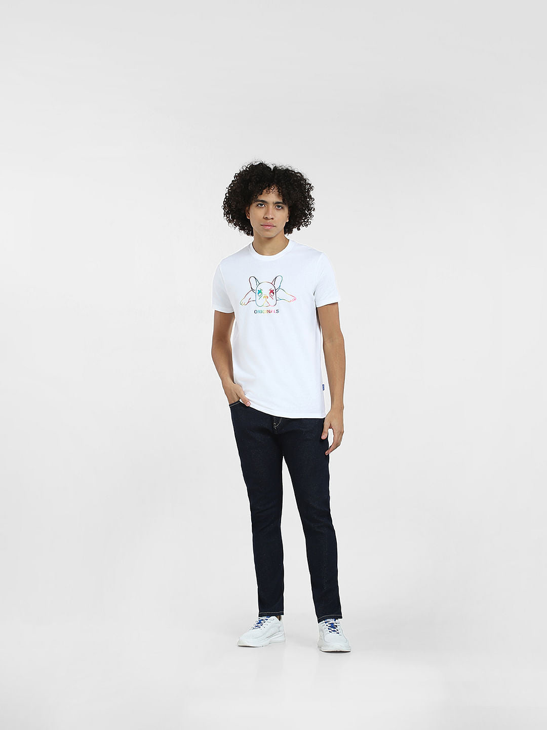 White Logo Graphic Print T-shirt