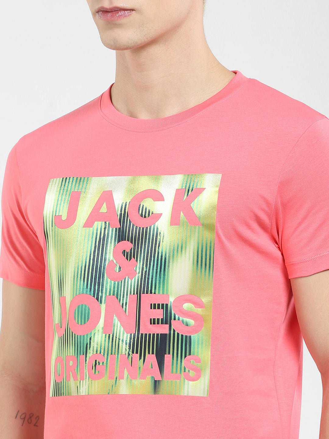 Pink Logo Print Crew Neck T-shirt