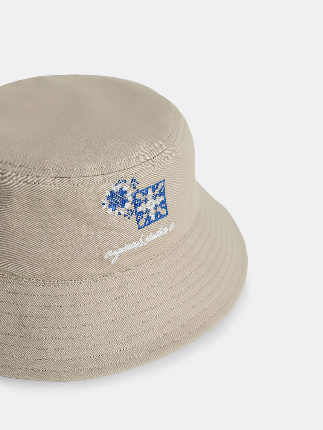 Beige Cotton Bucket Hat