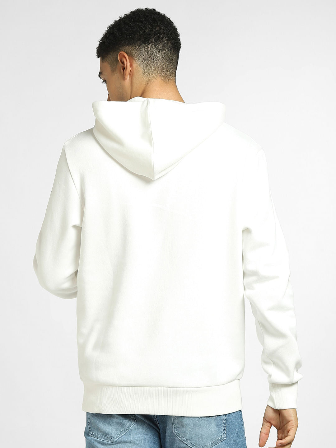 White Logo Print Hooded Sweatshirt