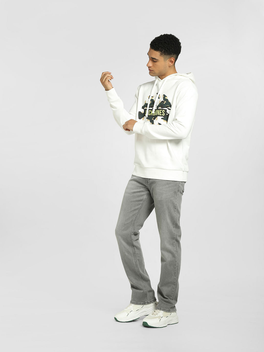 White Camo Print Hooded Sweatshirt