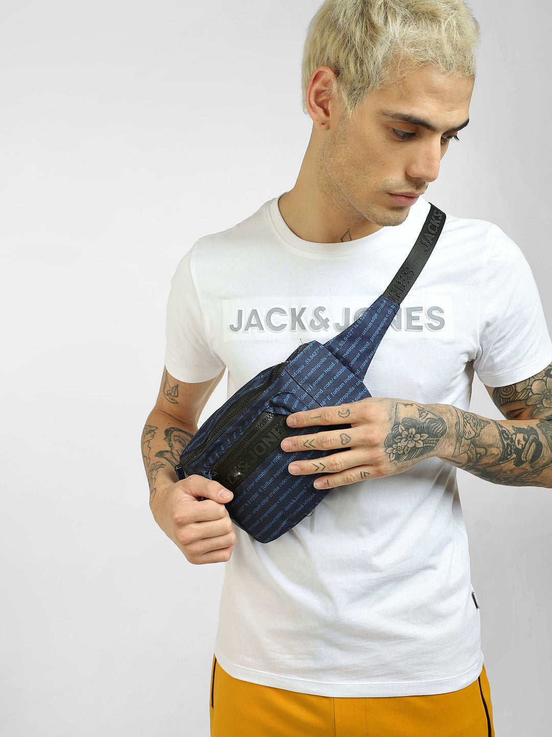 White Logo Print Crew Neck T-shirt