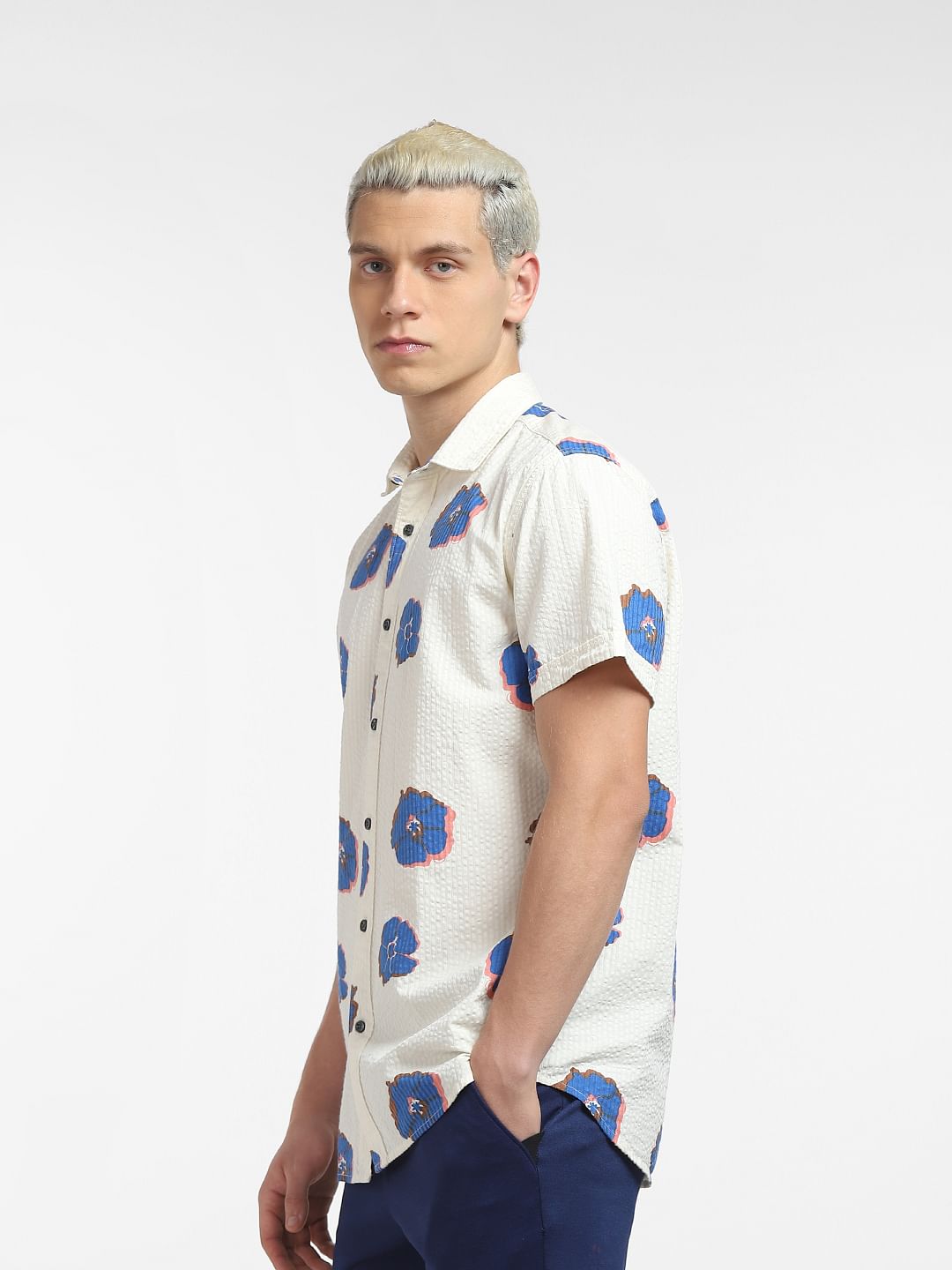Off-White Floral Short Sleeves Shirt