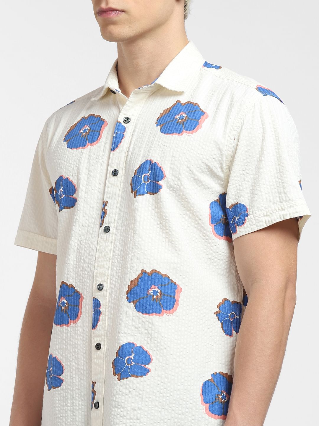 Off-White Floral Short Sleeves Shirt
