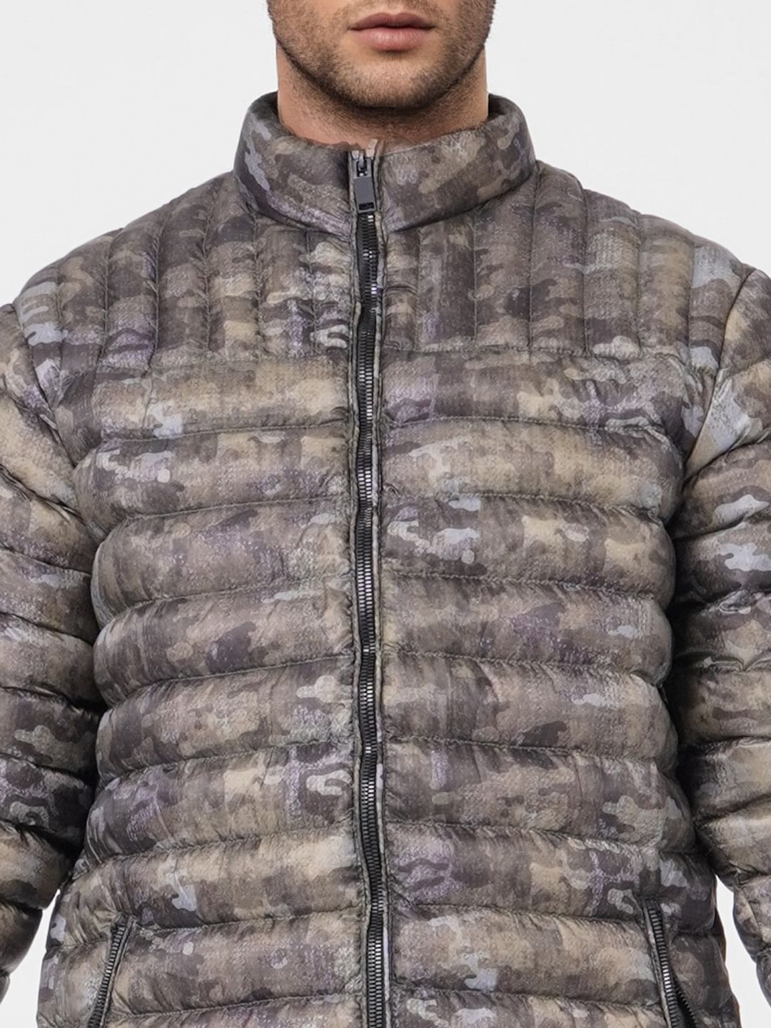 Olive Green Camo Puffer Jacket
