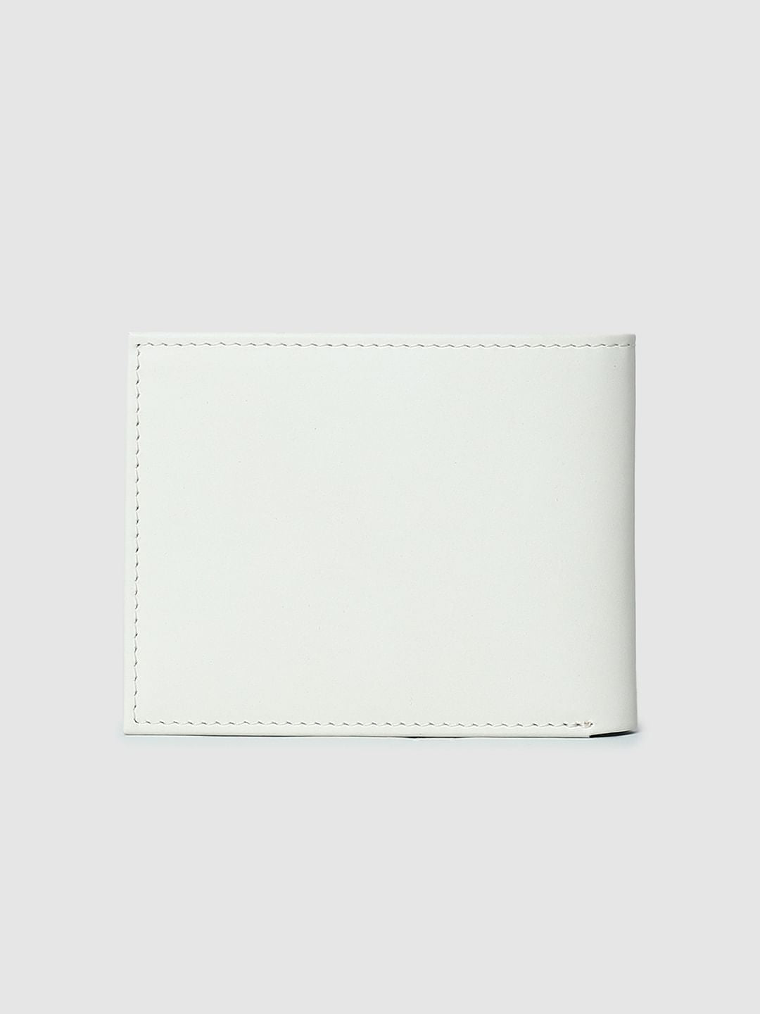 White Colourblocked Leather Wallet