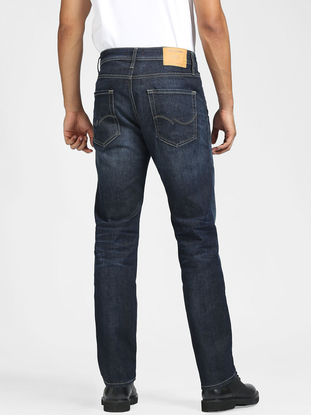 Dark Blue Mid Rise Clark Straight Jeans