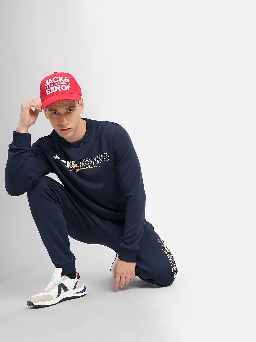 Navy Blue Logo Print Tracksuit