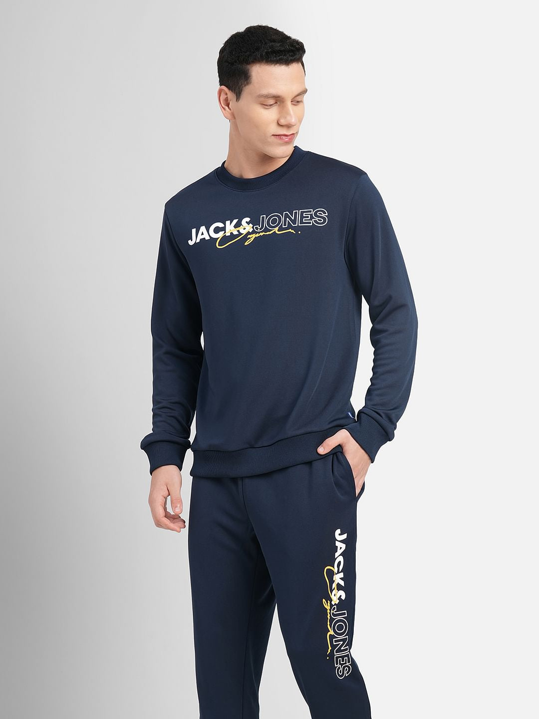 Navy Blue Logo Print Tracksuit