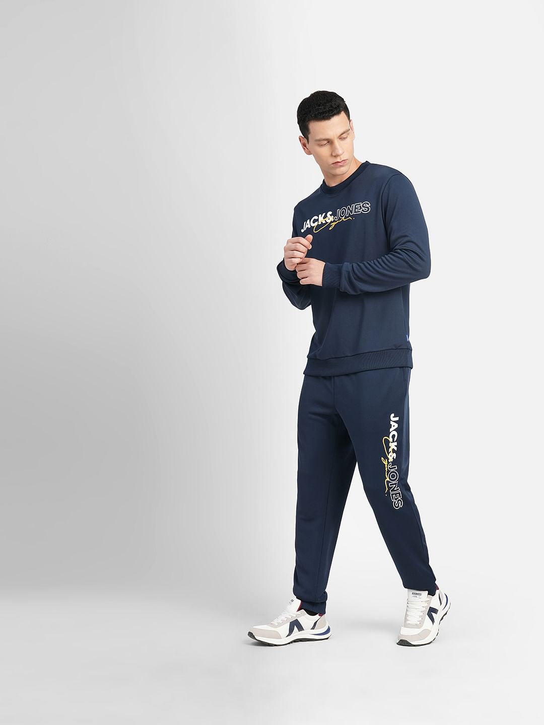 Navy Blue Logo Print Tracksuit