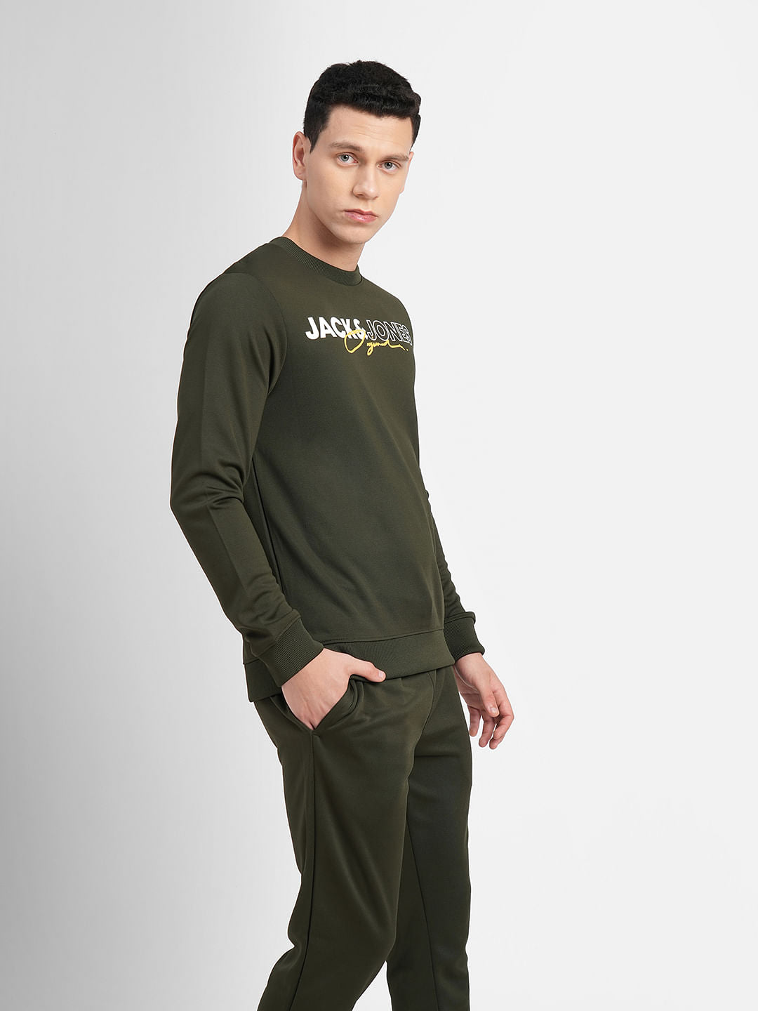 Dark Green Logo Print Tracksuit