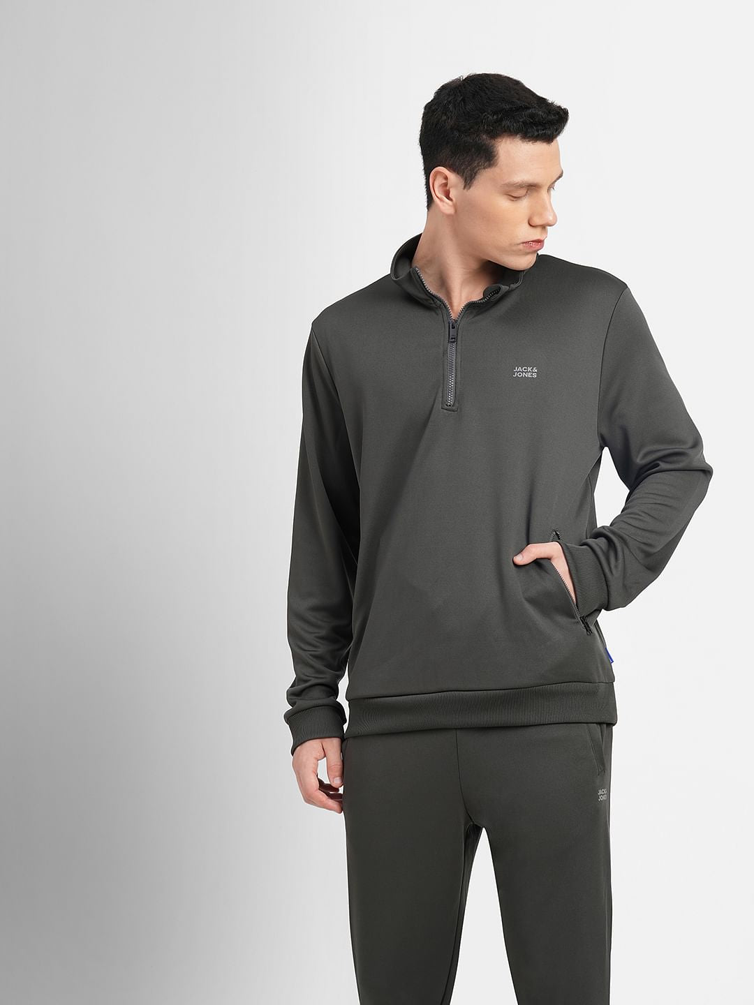 Dark Grey Logo Print Tracksuit