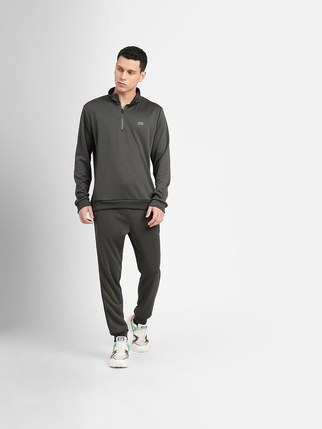 Dark Grey Logo Print Tracksuit